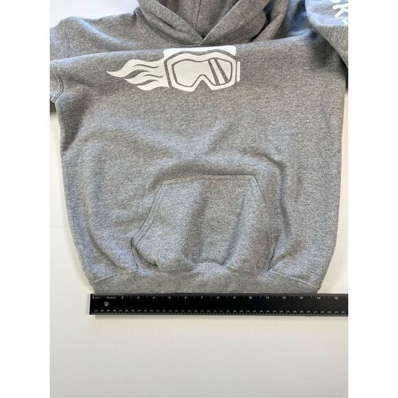 HeyDay Ski Like A Girl Womens Hoodie Grey White Logo Sleeve Logo Size Small - Picture 8 of 11